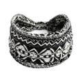 Elastic wide sports headband featuring black and white geometric ethnic pattern - Printed Wide Headband #80