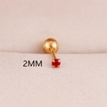 2mm red zircon stud earring in 4-prong gold setting with screw back closure - 2mm / Gold Red Zircon