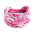 Pink paisley print elastic headband for women's yoga and vintage sports styling - Printed Wide Headband #109 / Factory Direct Sales [customizable Designs Available] [bulk Discounts]