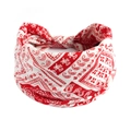 Elastic wide twist headband featuring classic red and white paisley floral print patterns - Printed Wide Headband #115 / Factory Direct Sales [customizable Designs Available] [bulk Discounts]