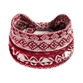 Elastic wide headband featuring red and white ethnic geometric pattern for yoga sports - Printed Wide Headband #82 / Factory Direct Sales [customizable Designs Available] [bulk Discounts]