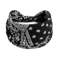 Wide elastic paisley headband with classic black and white retro bohemian pattern - Printed Wide Headband #90 / Factory Direct Sales [customizable Designs Available] [bulk Discounts]