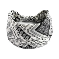 Elastic yoga headband featuring a black and white paisley floral pattern on a wide band - Printed Wide Headband #112 / Factory Direct Sales [customizable Designs Available] [bulk Discounts]