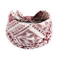Bohemian paisley print wide headband in cream and burgundy soft elastic fabric - Printed Wide Headband #114 / Factory Direct Sales [customizable Designs Available] [bulk Discounts]