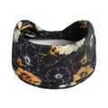 Elastic wide floral headband with orange and white flowers on a black background - Printed Wide Headband #137 / Factory Direct Sales [customizable Designs Available] [bulk Discounts]