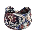 Navy blue and red paisley print wide elastic sports headband with vintage boho patterns - Printed Wide Headband #101 / Factory Direct Sales [customizable Designs Available] [bulk Discounts]