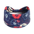 Elastic wide floral headband in navy blue with vintage red and white flower patterns - Printed Wide Headband #135 / Factory Direct Sales [customizable Designs Available] [bulk Discounts]