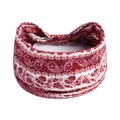 Elastic wide headband with red paisley print and twist detail for yoga and fitness - Printed Wide Headband #138 / Factory Direct Sales [customizable Designs Available] [bulk Discounts]
