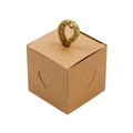 Square brown kraft paper wedding favor box with heart embossing and jute rope handle - Kraft Outer Box + Kraft Inner Box + Grey Rope