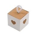 Square kraft favor box with heart cutouts and white rope handle for weddings - White Outer Box + Kraft Inner Box + White Rope