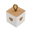 White heart cutout kraft paper gift box with rustic jute twine handle for weddings - White Outer Box + Kraft Inner Box + Grey Rope