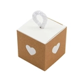 Brown kraft paper gift box with hollow heart design and a white loop handle - Kraft Outer Box + White Inner Box + White Rope