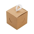Square brown kraft paper gift box with heart cutout and white rope handle for weddings - Kraft Outer Box + Kraft Inner Box + White Rope