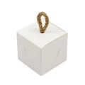 White kraft paper wedding favor box with hollow heart design and twine handle - White Outer Box + White Inner Box + Grey Rope