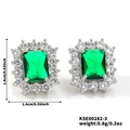 Orecchini a perno con fiocco in zirconia verde taglio smeraldo e base in argento - Argento Verde