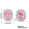 Orecchini in argento con zircone rettangolare rosa circondato da piccoli cristalli bianchi - Argento Rosa