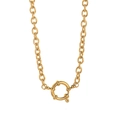 Vintage brass chunky chain necklace featuring a bold marin spring clasp pendant - Pearl Sailor Clasp Chain 40+5cm