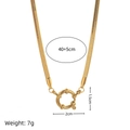 Gold snake chain necklace with 18k plating and 2cm round spring clasp detail - Snake Sailor Clasp Chain 40+5cm