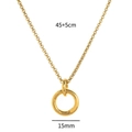 Minimalist gold circle pendant necklace with 45+5cm chain length and 15mm ring charm - Spring Clasp Chain A (15mm)