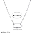Collar de plata estilo industrial con eslabones ovalados y colgante de mosquetón - Cadena de Clip con Mosquetón Ovalado Grande (Acero)
