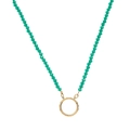 Green faceted bead necklace featuring a minimalist round gold clasp in vintage style - Green Bead Buckle Ring Chain