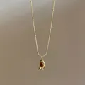 Collier rétro doré avec pendentif goutte en œil de tigre sur une chaîne élégante - 3# Style Goutte Or Brun