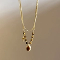 Collier doré multi-rangs avec pendentif en œil de tigre et breloques en étoile - 5# Style Étoile Oeil de Tigre Or