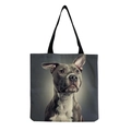 Close-up of a canvas tote bag featuring a high-definition grey pit bull dog art print - Grey Pitbull (hm5153)