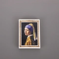3D Girl with a Pearl Earring resin fridge magnet with cream embossed relief frame - Frame - Girl with a Pearl Earring