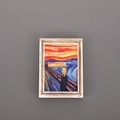 3D resin fridge magnet featuring Edvard Munch's The Scream in a vintage white frame - Frame - The Scream