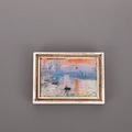 3D resin fridge magnet featuring Monet Sunrise Impression with a vintage gold frame - Frame - Impression Sunrise