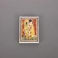 3D resin fridge magnet featuring Gustav Klimt The Kiss in a vintage gold frame - Frame - The Kiss