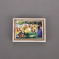 3D resin fridge magnet featuring Seurat's Sunday Afternoon in a white vintage frame - Frame - A Sunday on La Grande Jatte