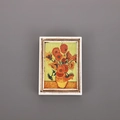 3D resin fridge magnet featuring Van Gogh Sunflowers in a white embossed frame - Frame - Sunflowers