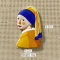 3D Girl with a Pearl Earring resin fridge magnet, size 8.5x5.1cm and 45g weight - Girl with a Pearl Earring