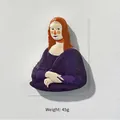 3D Mona Lisa resin fridge magnet with purple robe, size 8x6.1cm and weight 45g - Mona Lisa