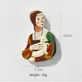 3D resin fridge magnet featuring a creative cartoon Lady with an Ermine design - Lady with an Ermine (Artistic)