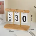 Modern minimalist wooden flip calendar with natural finish for office desk decor - Modern Metal Wood Style / Natural Wood Color