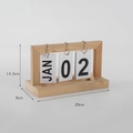 Minimalist wooden perpetual flip calendar in natural finish for office desk decor - Simple Wood Frame Style / Natural Wood Color
