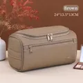Beauty case marrone in pelle PU capiente con scomparti multipli per il viaggio - Tessuto strutturato migliorato / Marrone castagna
