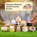 Cute cat incense burner blind box set with various kitty figurines and moon accessories - -402 Meow Meow Small Incense Burner / Full Set (8pcs)