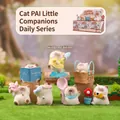 Set of 6 cute resin cat figurines with wood-carved texture including yellow raincoat hidden edition - 1244-13 Daily Companionship With Cats (6 Items) / Full Set
