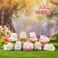 Flocked cat blind box collection with various sleeping and playing poses in a garden setting - -372 Cat-style Lying Down Tutorial (8 Items) / Full Set