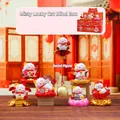Maneki Neko blind box fortune cat ornament in Lucky Cat red and white theme - 80290 Lucky Cat Brings 6 Blessings / Full Set