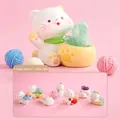 Cartoon white cat resin figurine with natural crystal stone for desktop decoration - -382 Meow Star Treasure Set 6 / Full Box Set