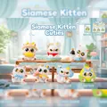 Siamese cat dessert series resin figure sitting on a miniature wooden bench - M432 Siamese Cute Kitten Set 6 / Full Box Set