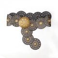Black bohemian leather belt featuring vintage bronze mandala buckle and metal eyelets - Black