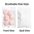 Translucent zip bag for makeup sponges with 6mm ventilation hole, front and back views - 6x8cm (With Air Holes)
