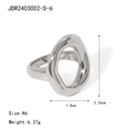 Anello minimalista ovale traforato in acciaio lucido con dimensioni dettagliate - US 6 / Color Acciaio