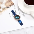 Women's quartz watch with blue gradient dial and rose gold Milanese magnetic strap - Blue